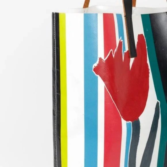 Marni Fosteriana Striped Floral PVC Shopper Tote - Picture 8 of 10